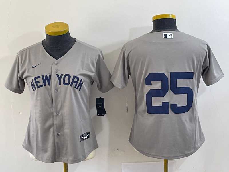 Womens New York Yankees #25 Gleyber Torres Gray Stitched Cool Base Nike Jersey